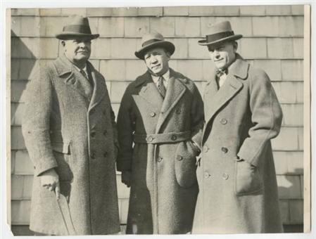 Knute Rockne, Glenn “Pop” Warner, and Tad Jones Football “All-American” 1925 Photograph (PSA/DNA Type 1)